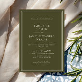 Old Money Olive Green Luxury Wedding 招待状