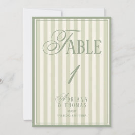Old Money Pastel Green Wedding Table Number 招待状