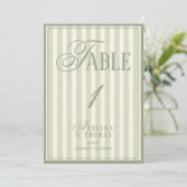 Old Money Pastel Green Wedding Table Number 招待状 (スタンド正面)