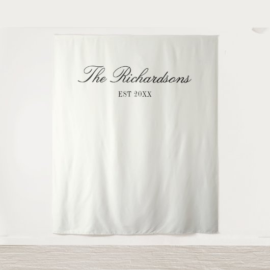 Old Money Personalized Fabric Wedding Welcome Sign タペストリー (正面)