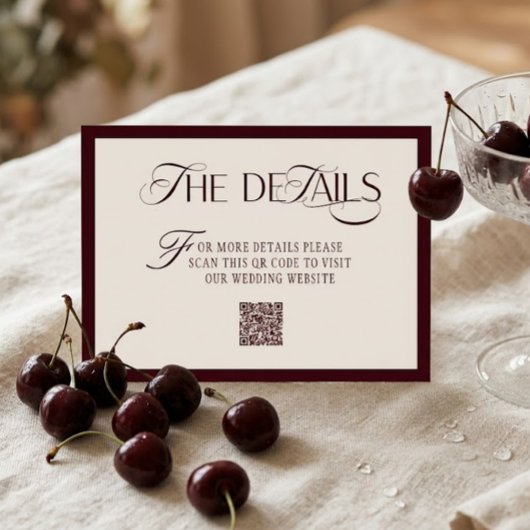 Old Money Red Beige Wedding Details エンクロージャーカード