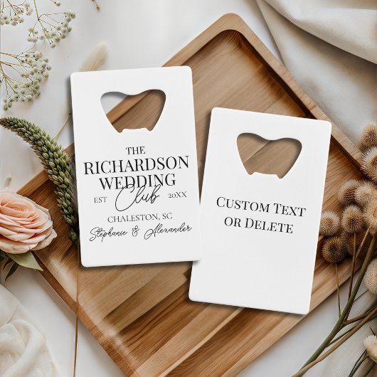 Old Money Social Club Custom Wedding Merch Favor クレジットカード栓抜き