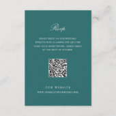 Old Money Teal Classic QR Code Wedding 出欠カード (正面)