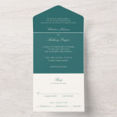 Old Money Teal Classic Wedding オールインワン招待状 (内側)