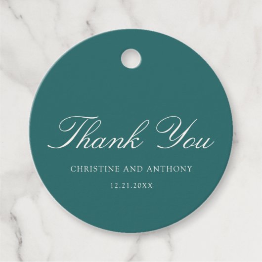 Old Money Teal Classic Wedding フェイバータグ (正面)