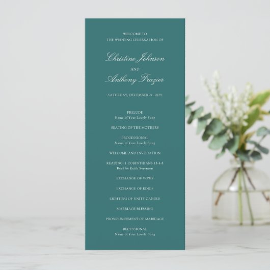 Old Money Teal Classic Wedding プログラム (スタンド正面)