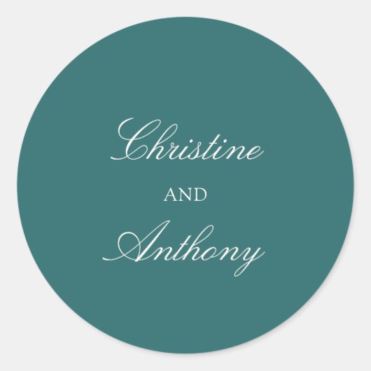 Old Money Teal Classic Wedding ラウンドシール (正面)