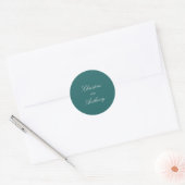 Old Money Teal Classic Wedding ラウンドシール (封筒)