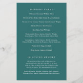 Old Money Teal Classic Wedding Program チラシ (裏面)