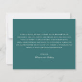 Old Money Teal Classic Wedding Thank You Card (裏面)