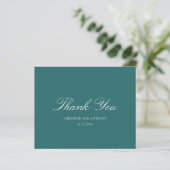 Old Money Teal Classic Wedding Thank You Card (スタンド正面)