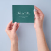 Old Money Teal Classic Wedding Thank You Card チラシ (手)