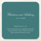 Old Money Teal Fun Facts Wedding スクエアペーパーコースター (正面)