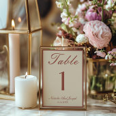 Old Money Terracotta Boho Wedding Table Number 招待状