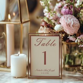 Old Money Terracotta Boho Wedding Table Number 招待状
