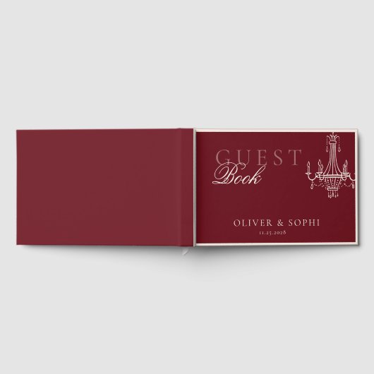 Old Money theme Deep Red Retro Wedding ゲストブック (全面)