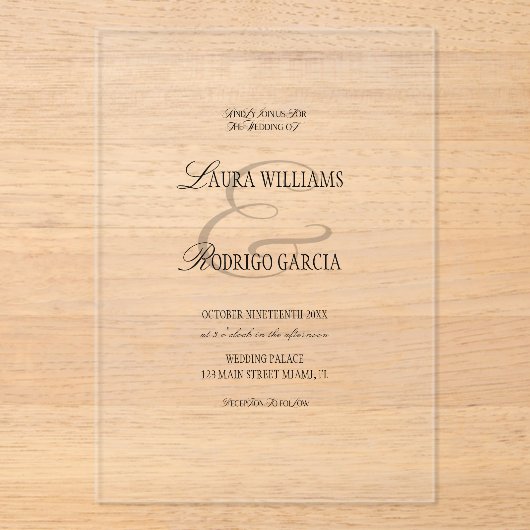 Old Money Timeless Wedding アクリル招待状 (正面)