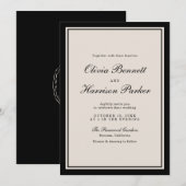 Old Money Wedding Classic Black Invitation 招待状 (正面/裏面)