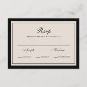 Old Money Wedding Classic Black RSVP Card エンクロージャーカード (正面)
