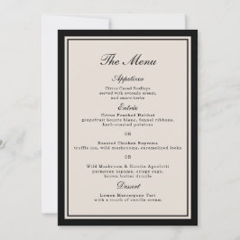 Old Money Wedding Classic Menu Card 招待状