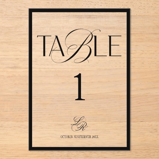 Old Money Wedding Table Number アクリル招待状 (正面)
