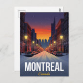 Old Montreal Winter Snowy Street ポストカード (正面/裏面)