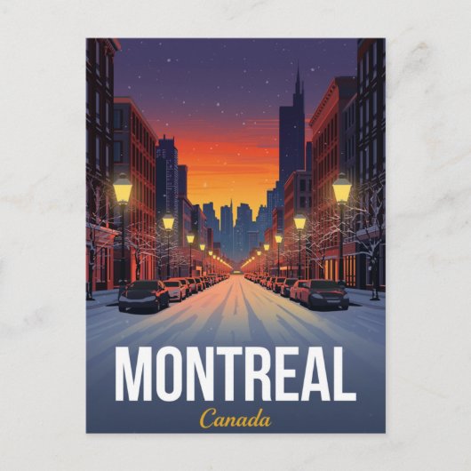 Old Montreal Winter Snowy Street ポストカード (正面)