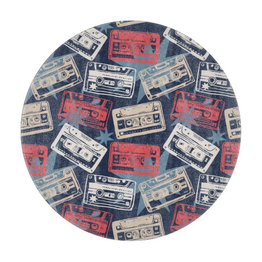 Old Music Cassettesヴィンテージシームレス カッティングボード (正面)
