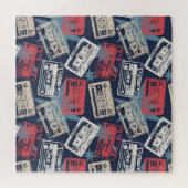Old Music Cassettesヴィンテージシームレス ジグソーパズル (横)