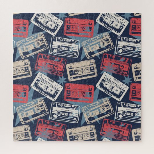 Old Music Cassettesヴィンテージシームレス ジグソーパズル (縦)