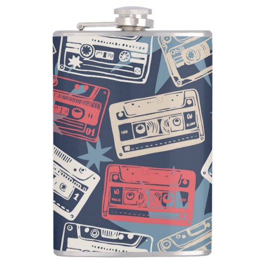 Old Music Cassettesヴィンテージシームレス フラスク (正面)