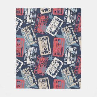 Old Music Cassettesヴィンテージシームレス フリースブランケット