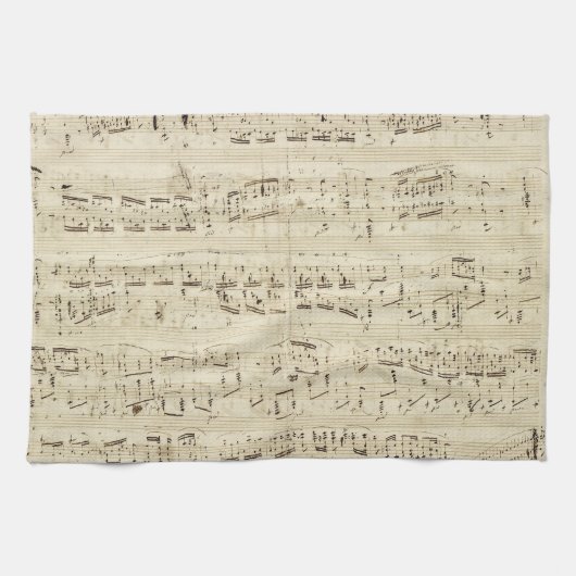 Old Music Notes – ショパン音楽シート キッチンタオル (横)