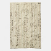 Old Music Notes – ショパン音楽シート キッチンタオル (縦)