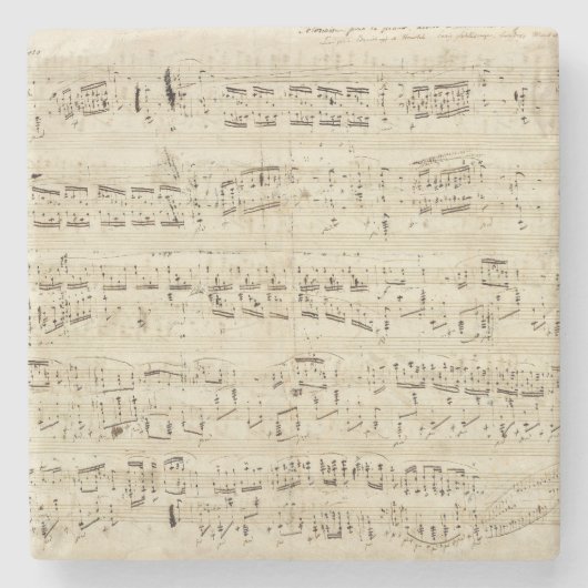 Old Music Notes – ショパン音楽シート ストーンコースター (正面)