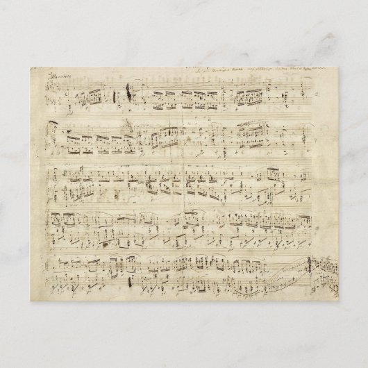 Old Music Notes – ショパン音楽シート ポストカード (正面)