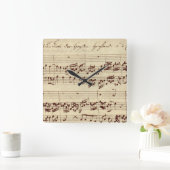 Old Music Notes - Bach Music Sheet スクエア壁時計 (ホーム)