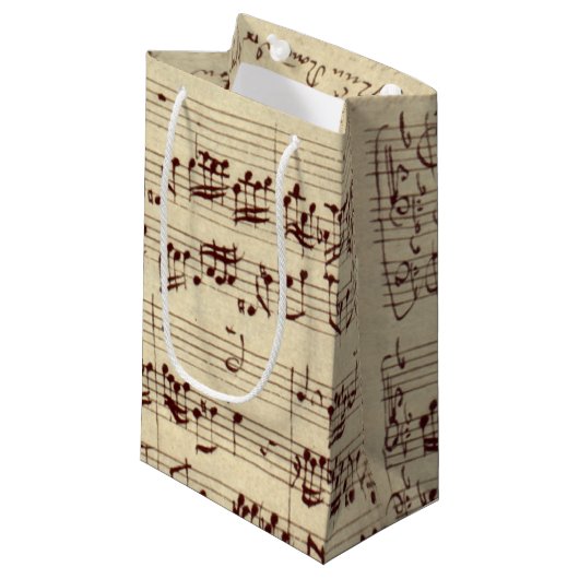 Old Music Notes - Bach Music Sheet スモールペーパーバッグ (正面アングル)