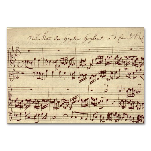 Old Music Notes - Bach Music Sheet テーブルナンバー (正面)