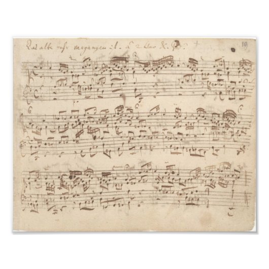 Old Music Notes - Bach Music Sheet フォトプリント (正面)