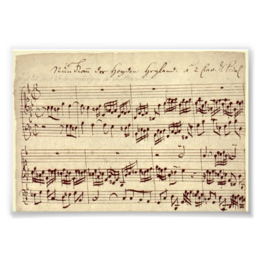 Old Music Notes - Bach Music Sheet フォトプリント (正面)