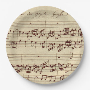 Old Music Notes - Bach Music Sheet ペーパープレート