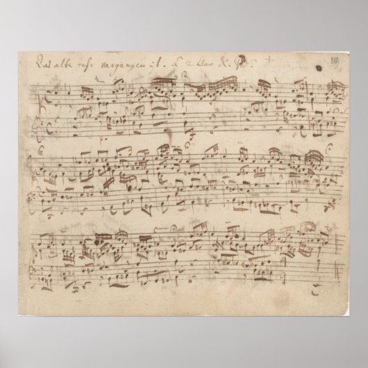 Old Music Notes - Bach Music Sheet ポスター (正面)