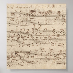 Old Music Notes - Bach Music Sheet ポスター