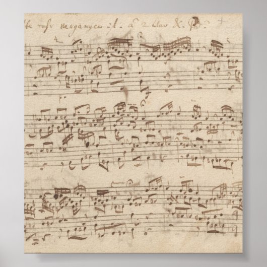 Old Music Notes - Bach Music Sheet ポスター (正面)