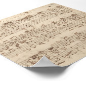 Old Music Notes - Bach Music Sheet ポスター (角)