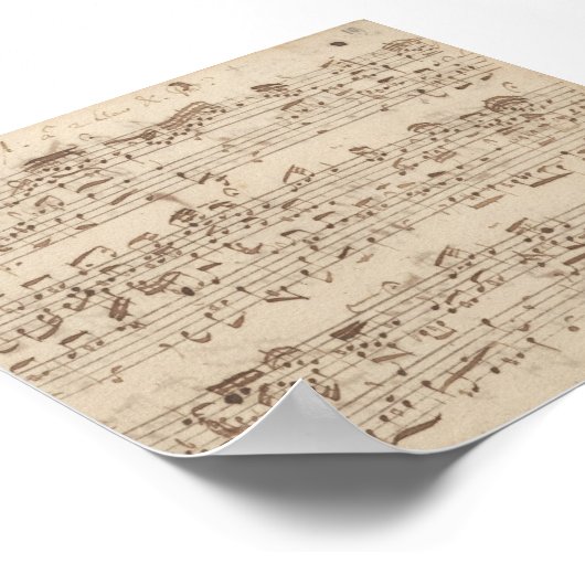 Old Music Notes - Bach Music Sheet ポスター (角)