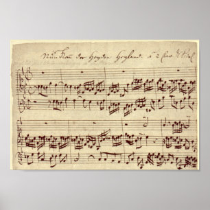 Old Music Notes - Bach Music Sheet ポスター