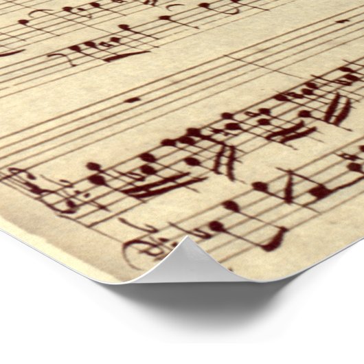 Old Music Notes - Bach Music Sheet ポスター (角)