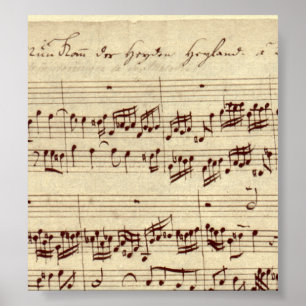 Old Music Notes - Bach Music Sheet ポスター